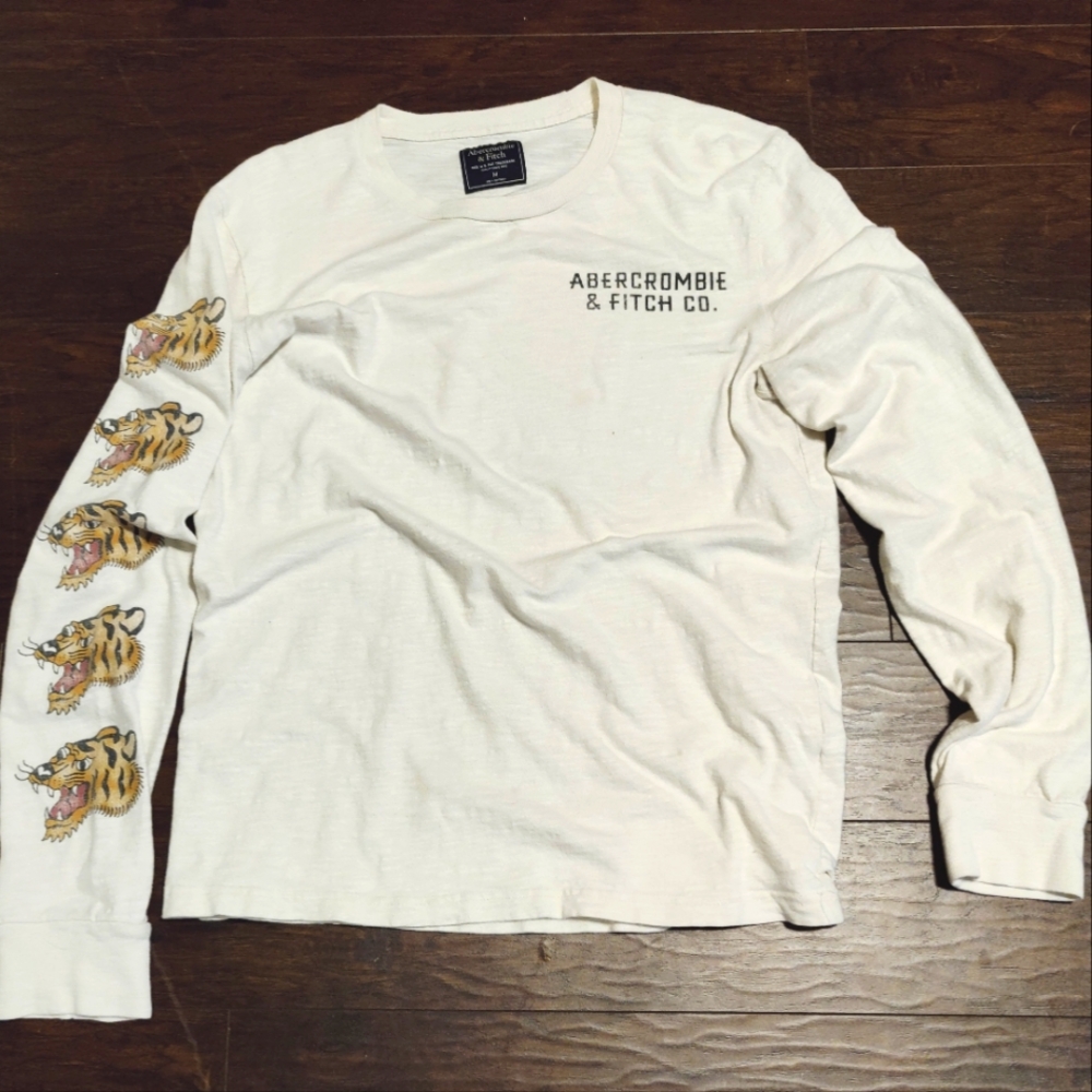 Abercrombie & Fitch long sleeve bad ass tiger graphic vintage tee Ed Hardy style - Picture 2 of 8